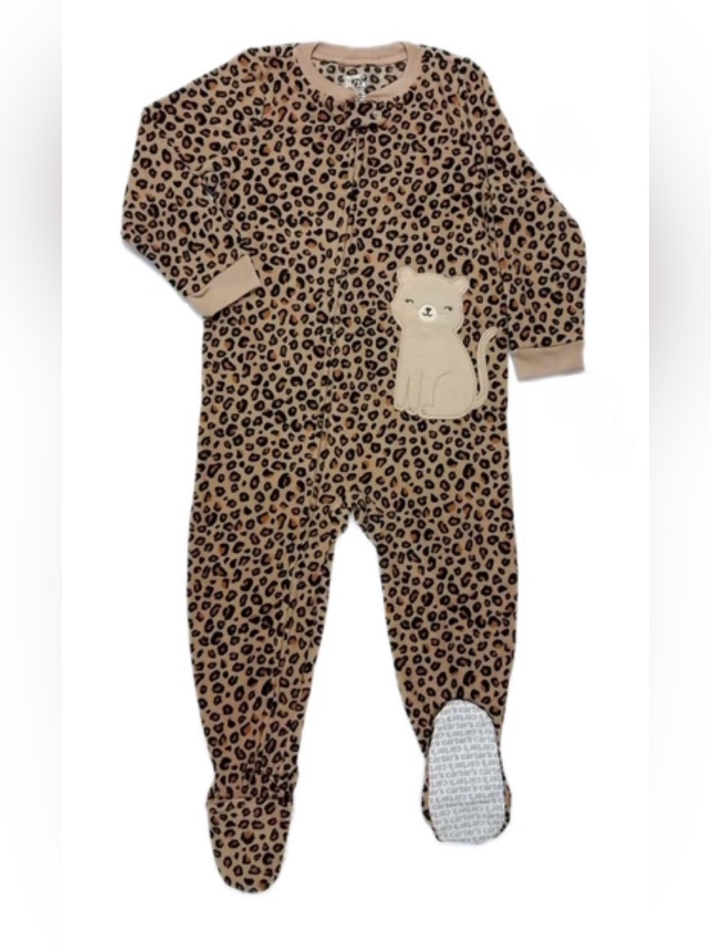 Carters Kids Leopard Print One-Piece Footed Pajamas size 2T